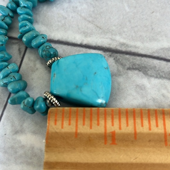 Faux turquoise stone vintage necklace barrel clasp closure 18” - Picture 10 of 10
